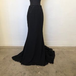 A- Line Skirt With Beaded & Lace Waistline